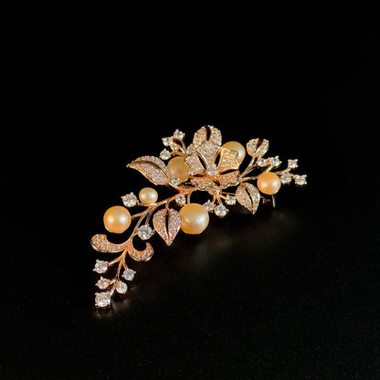 Pearl Leaf-Shaped Brooch