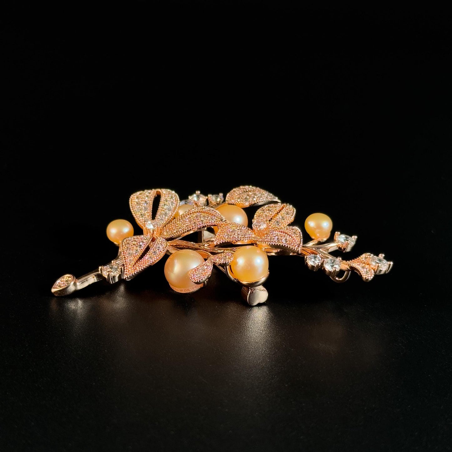 Pearl Leaf-Shaped Brooch
