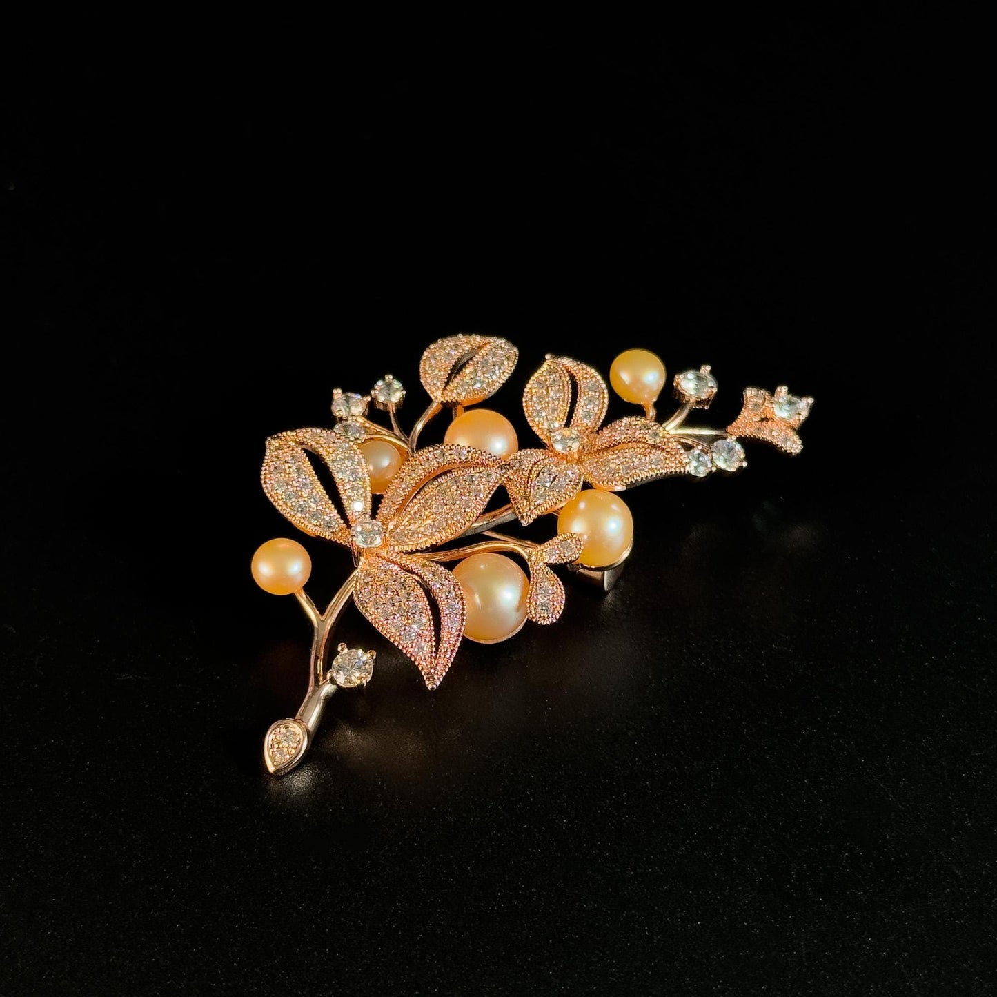Pearl Leaf-Shaped Brooch