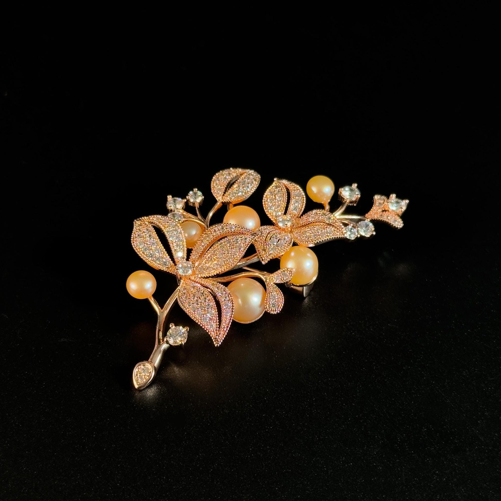 Pearl Leaf-Shaped Brooch