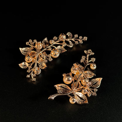 Pearl Leaf-Shaped Brooch