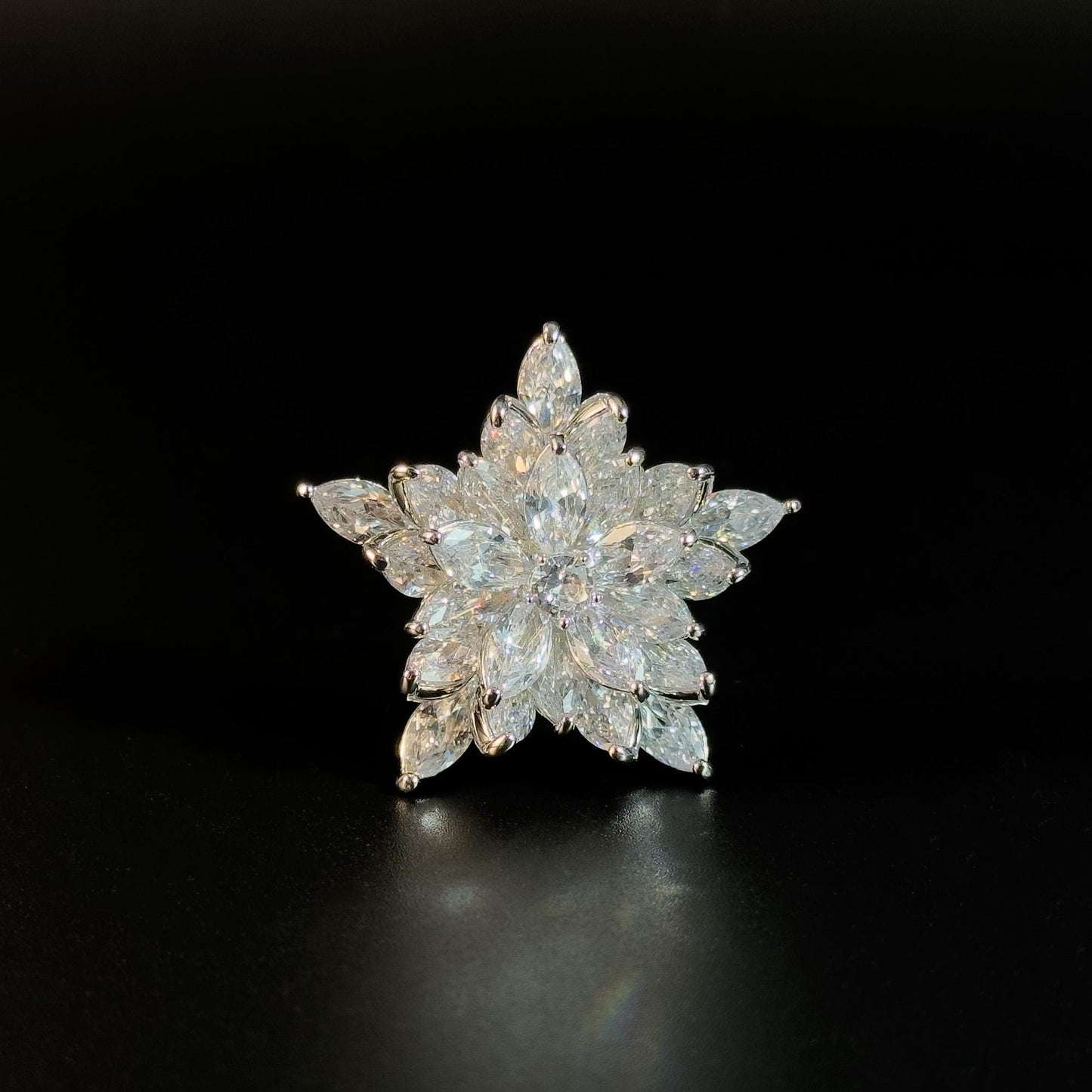 White Zircon Five-Pointed Star Brooch