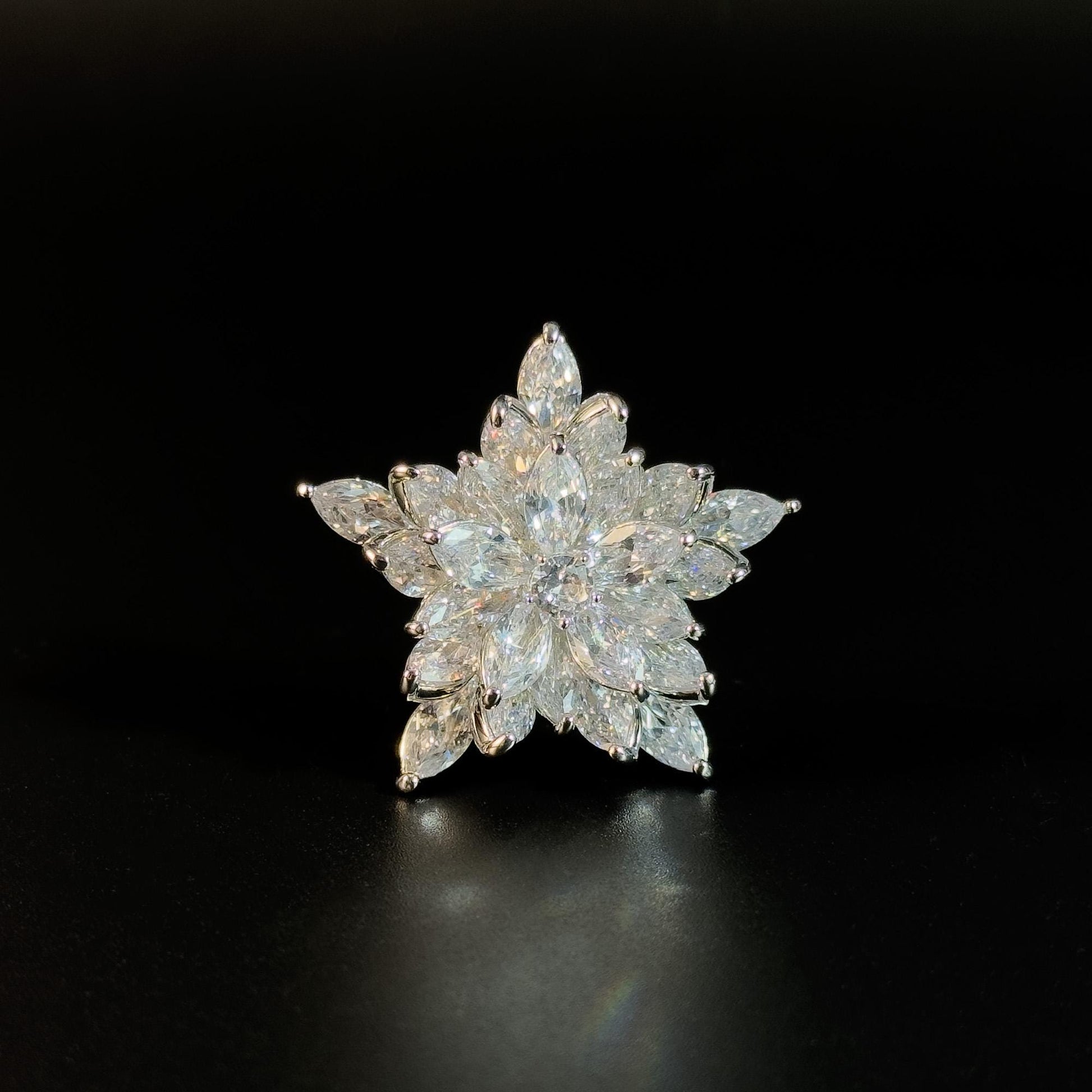 White Zircon Five-Pointed Star Brooch