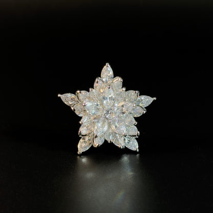 White Zircon Five-Pointed Star Brooch