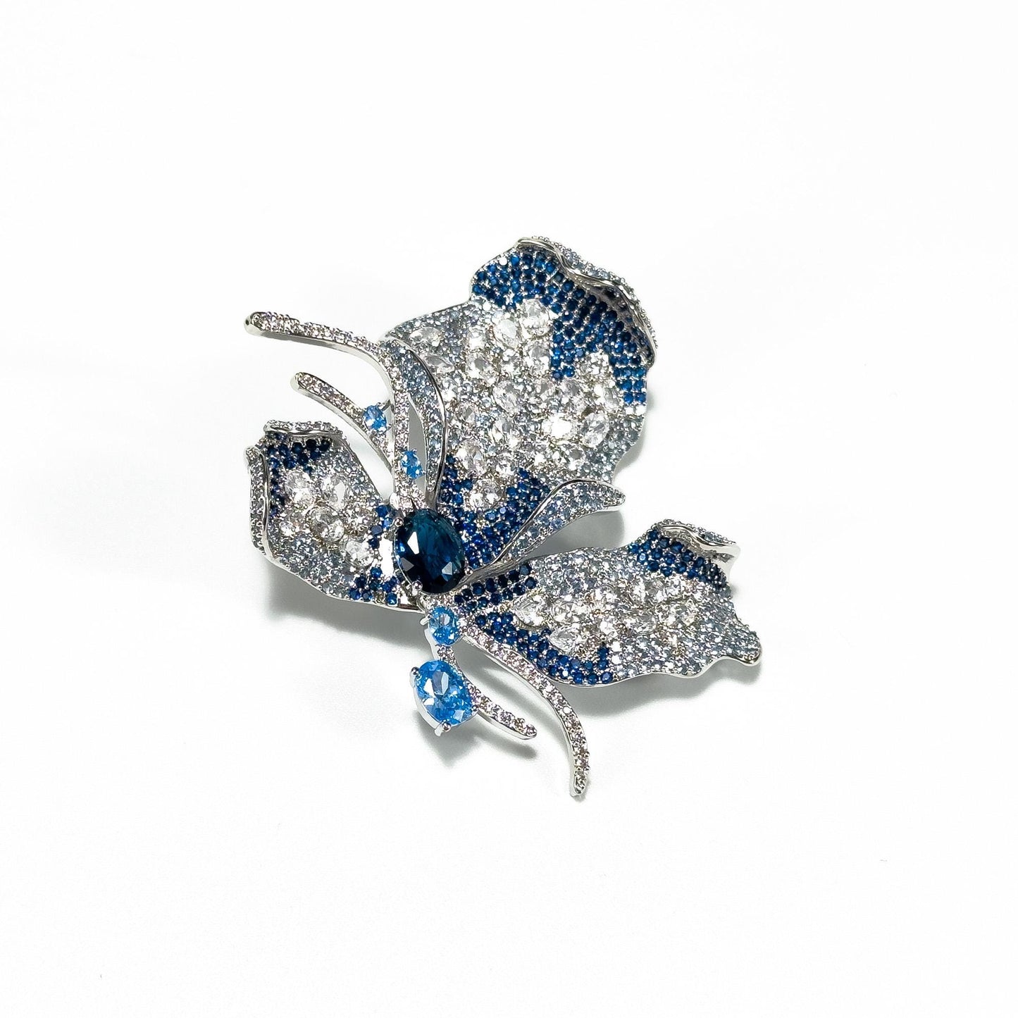 Blue Zircon Butterfly Brooch