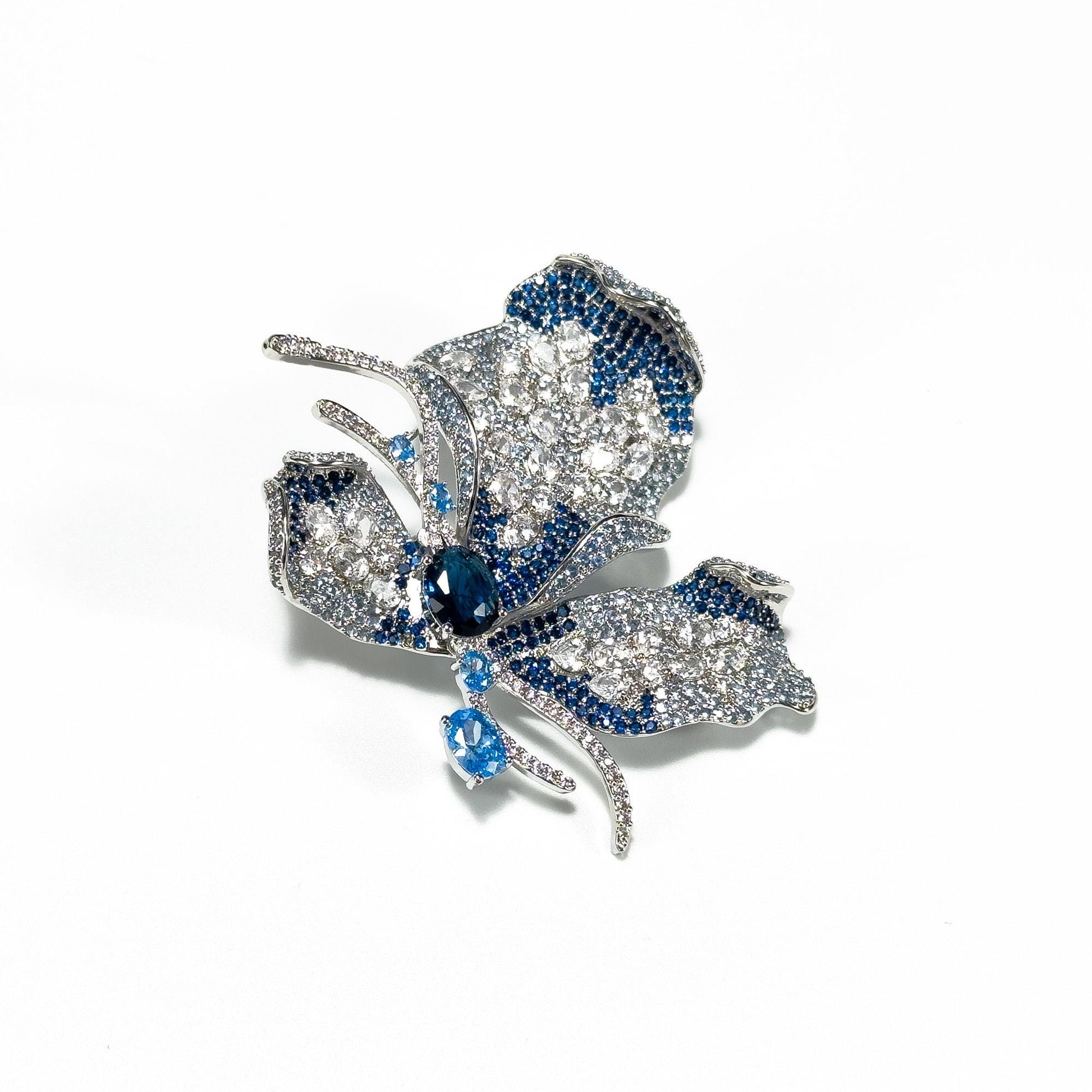 Blue Zircon Butterfly Brooch