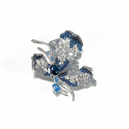 Blue Zircon Butterfly Brooch