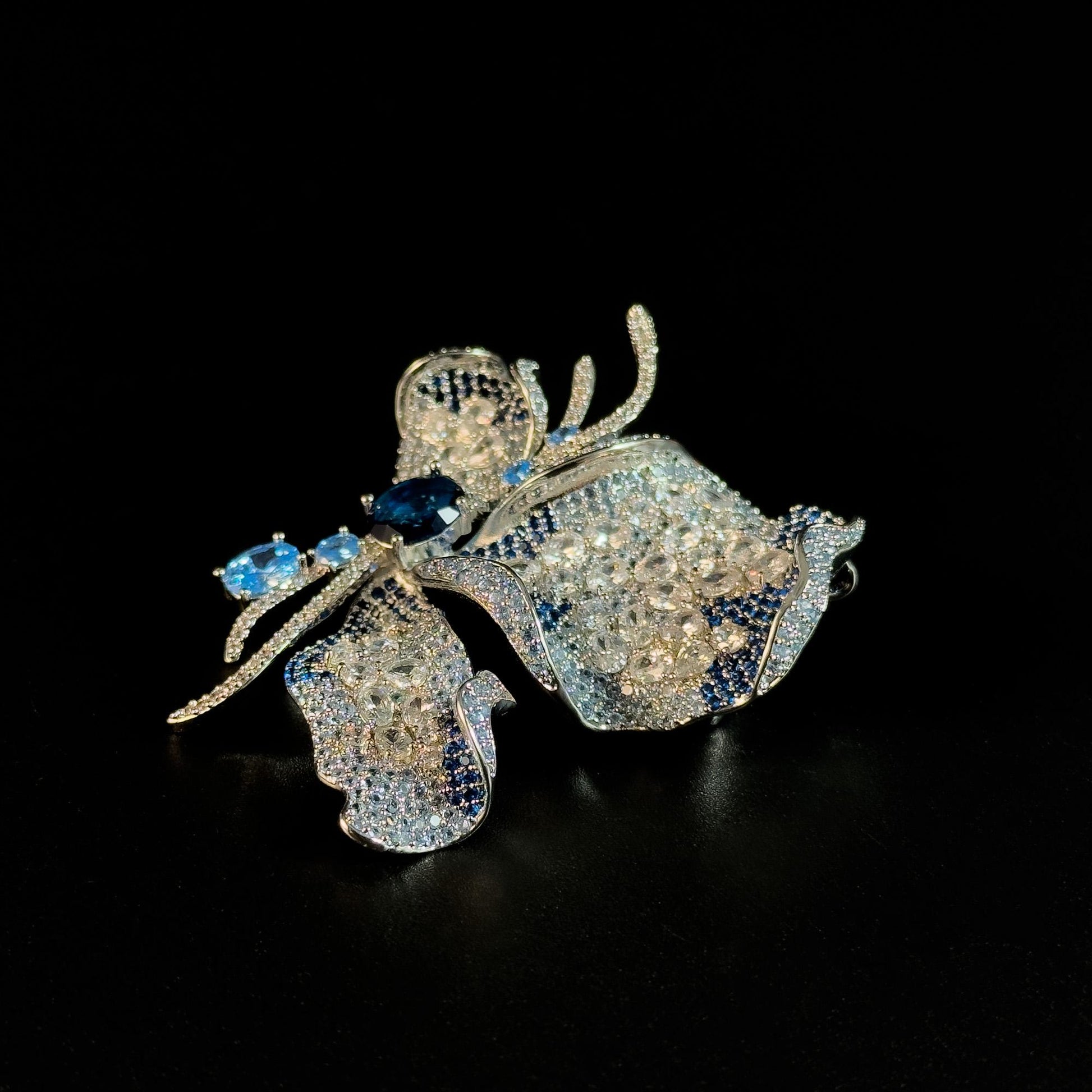 Blue Zircon Butterfly Brooch