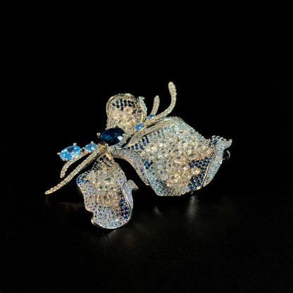 Blue Zircon Butterfly Brooch
