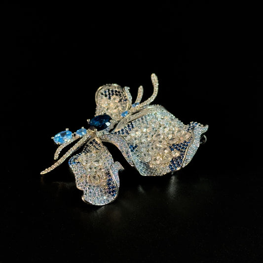 Blue Zircon Butterfly Brooch