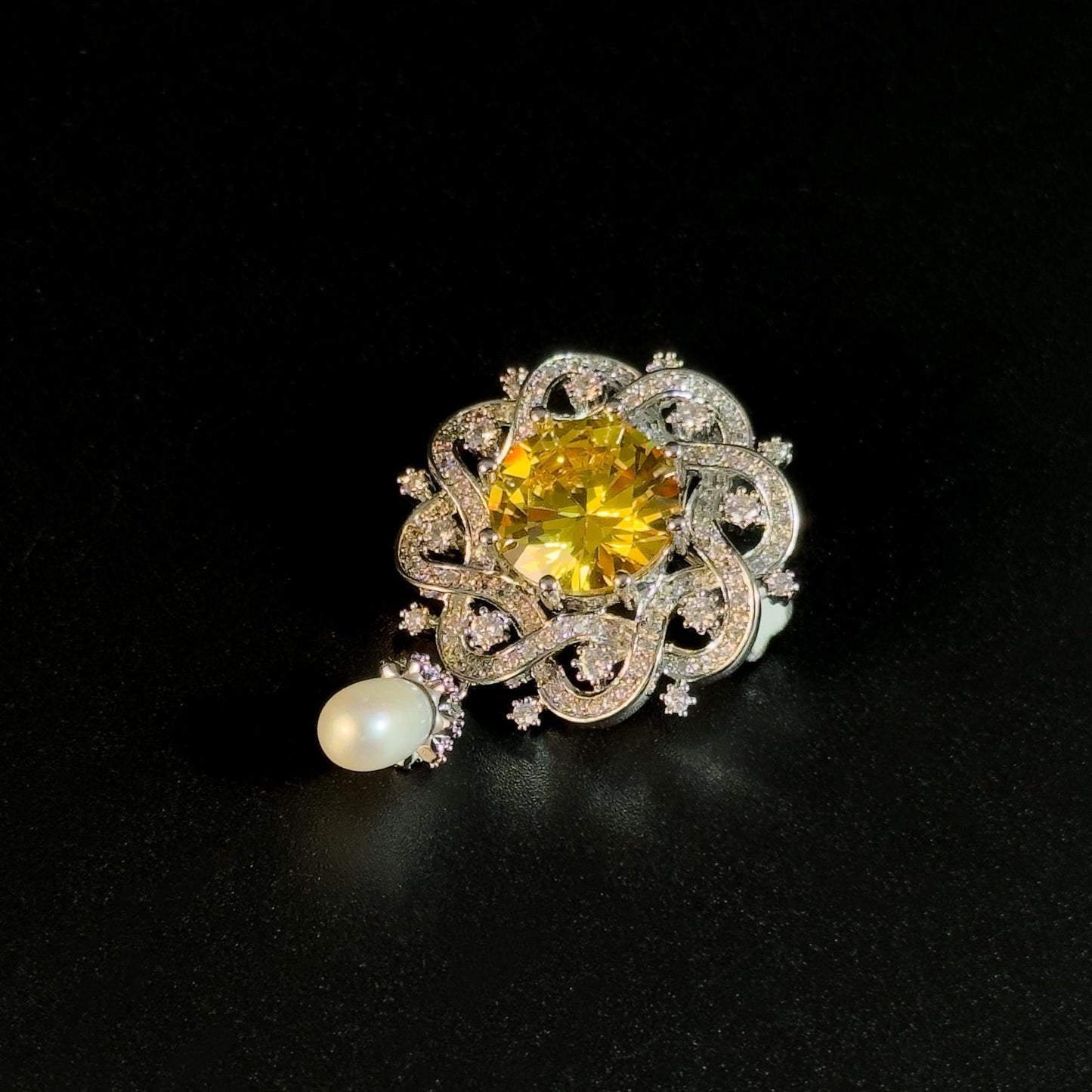 Yellow Zircon Snowflake Pendant