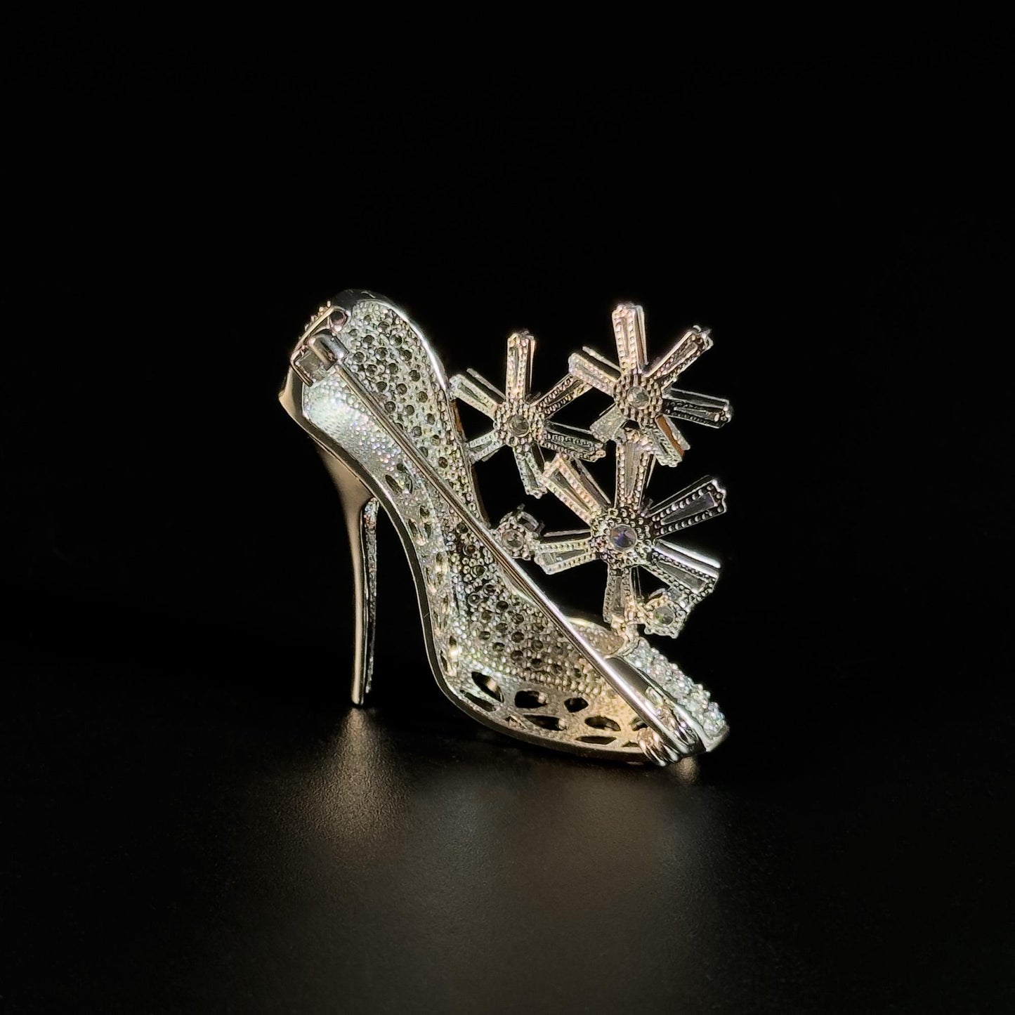 Snowflake High Heel Shoe Brooch