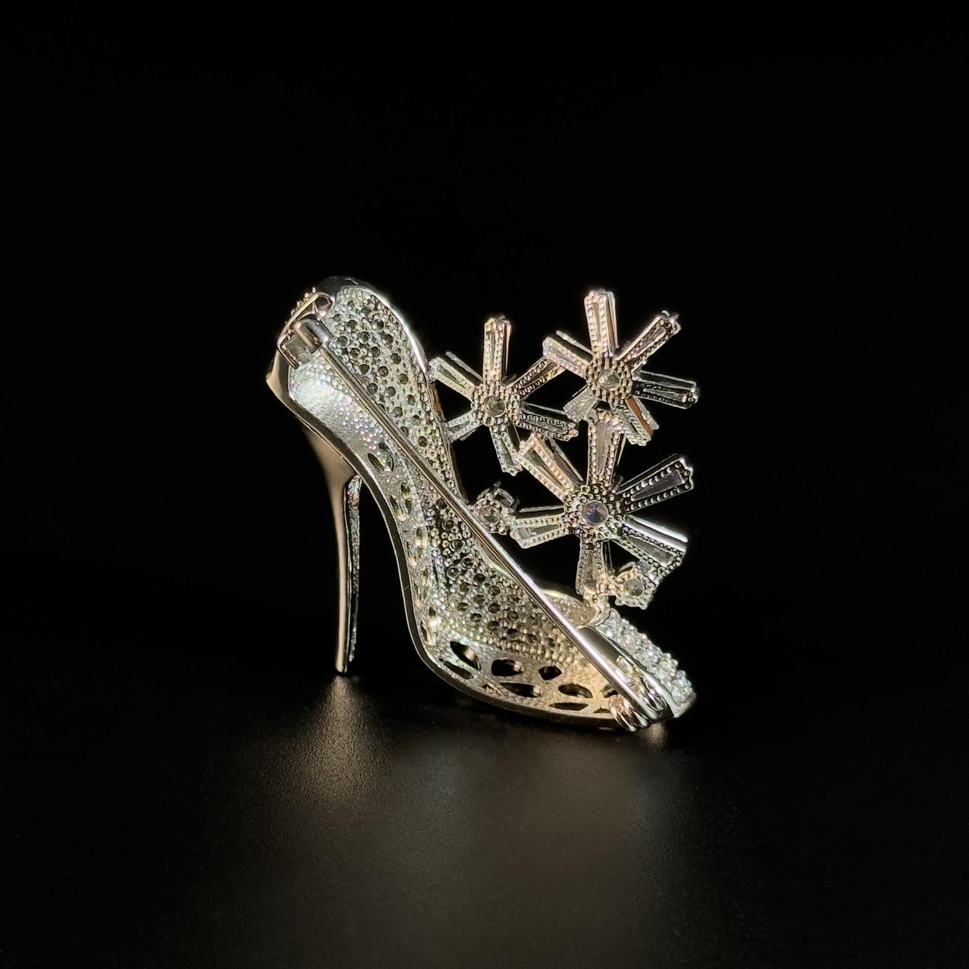Snowflake High Heel Shoe Brooch