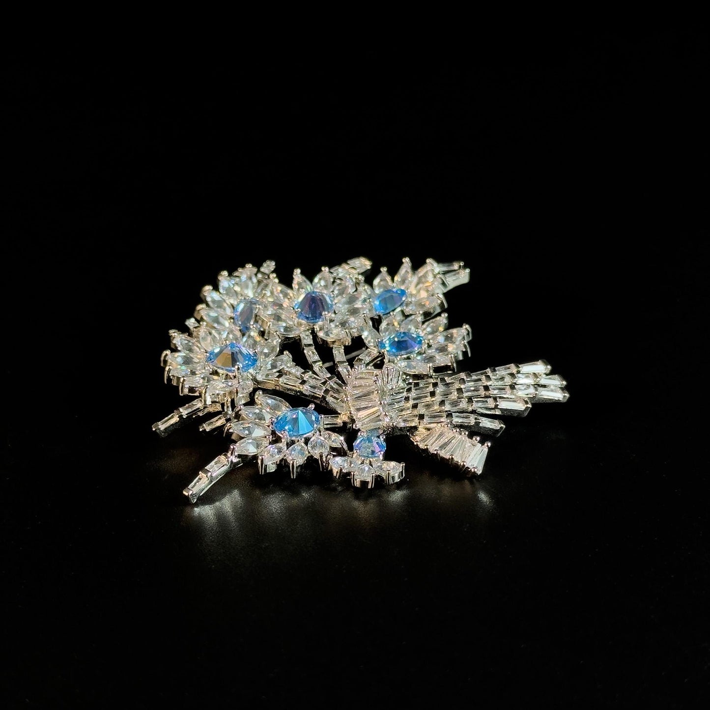 Blue Crystal Bouquet Brooch