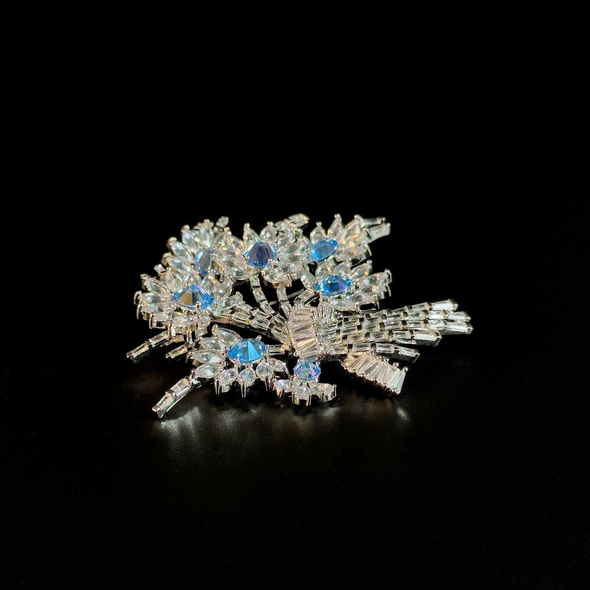 Blue Crystal Bouquet Brooch