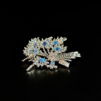 Blue Crystal Bouquet Brooch