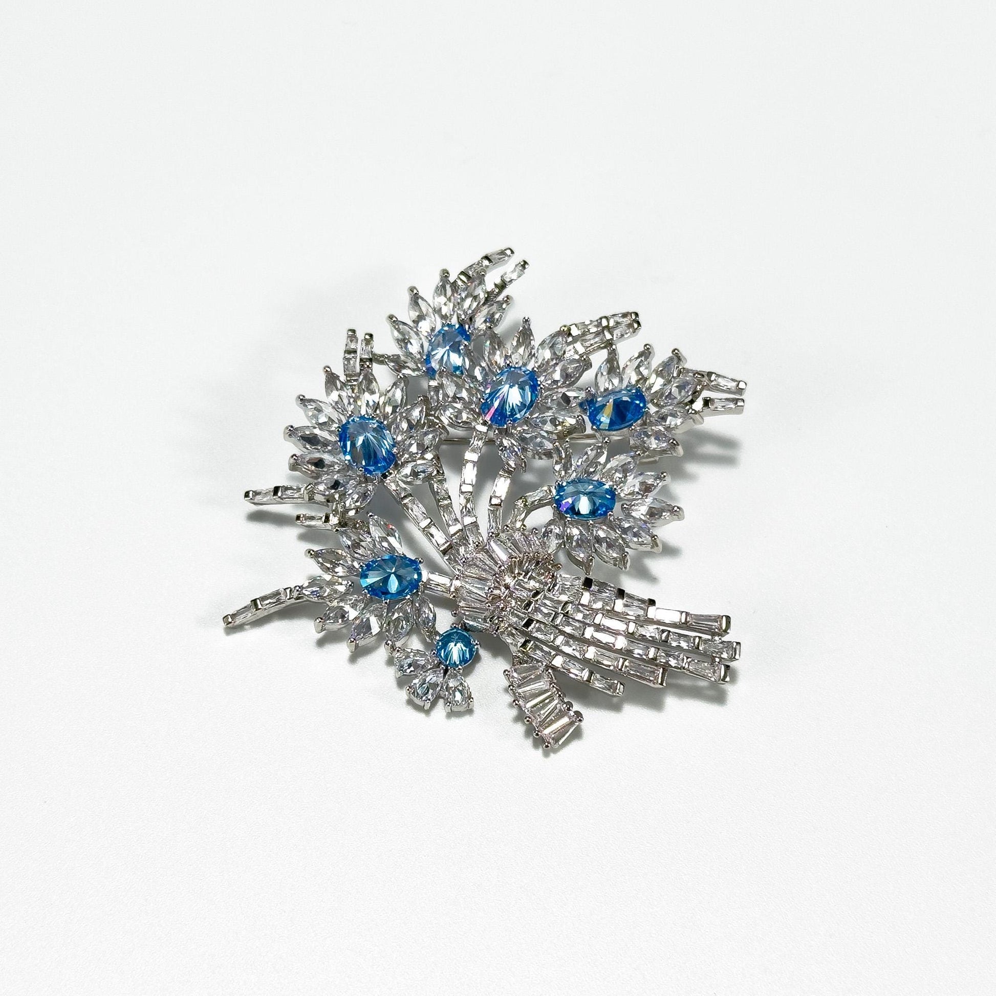Blue Crystal Bouquet Brooch