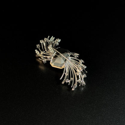 Blue Zircon Feather Brooch