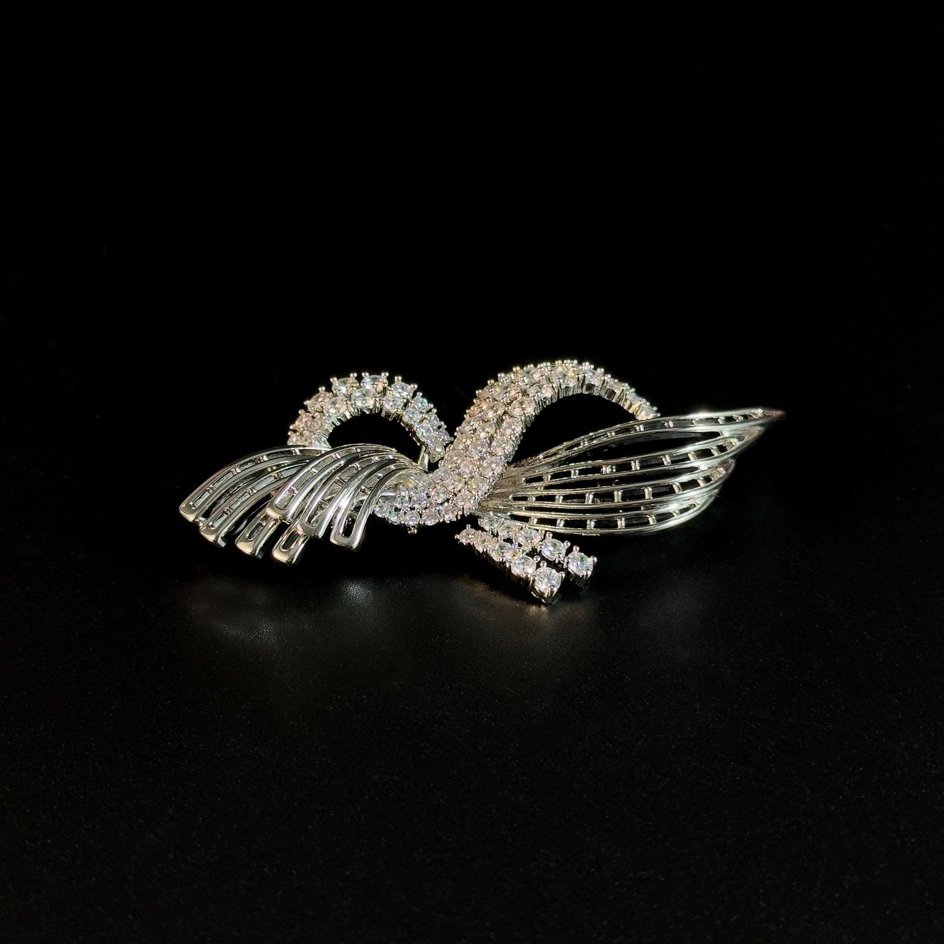 Blue Zircon Feather Brooch