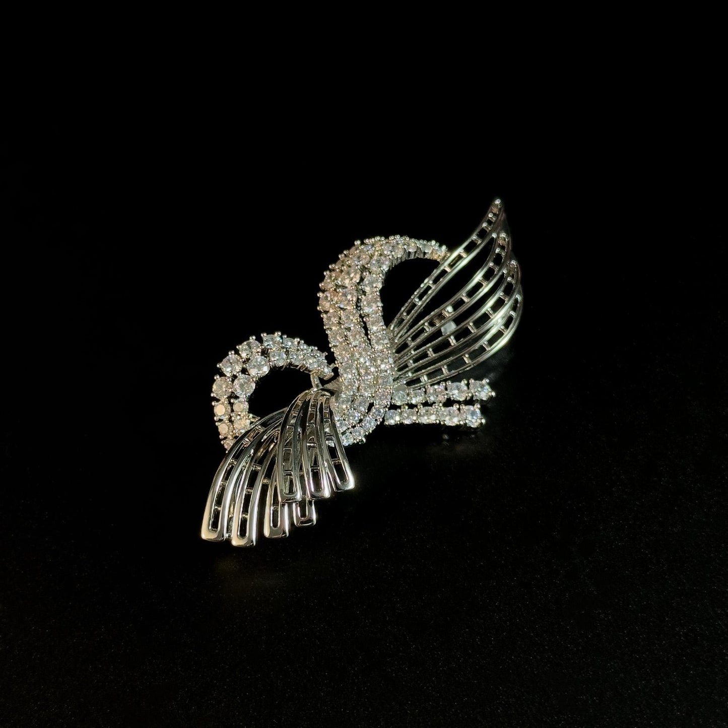 Blue Zircon Feather Brooch