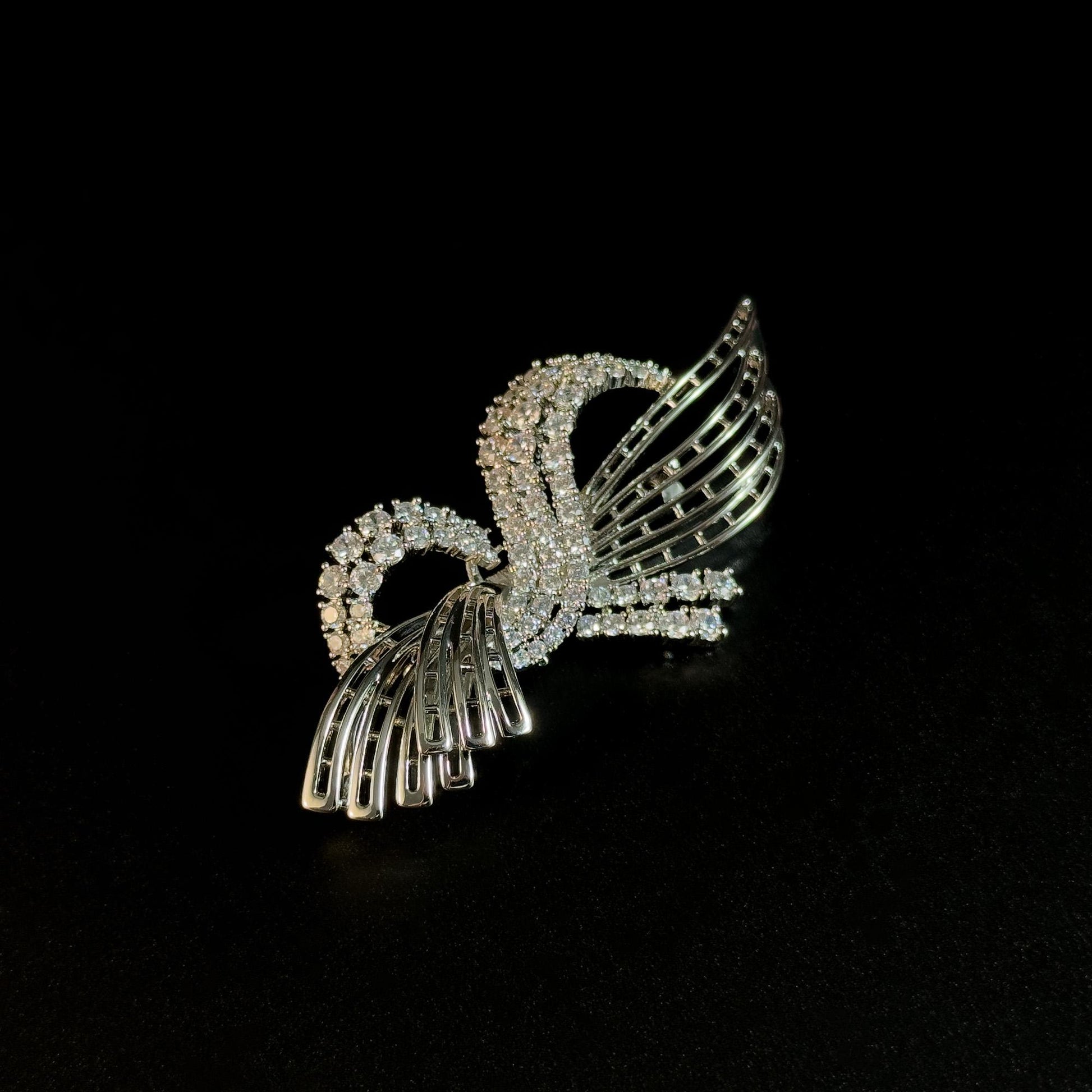 Blue Zircon Feather Brooch