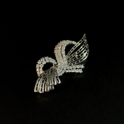 Blue Zircon Feather Brooch