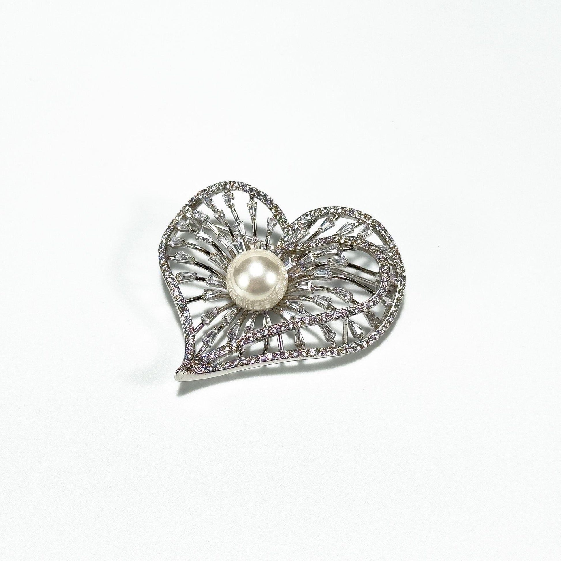 Heart-Shaped Pearl Brooch