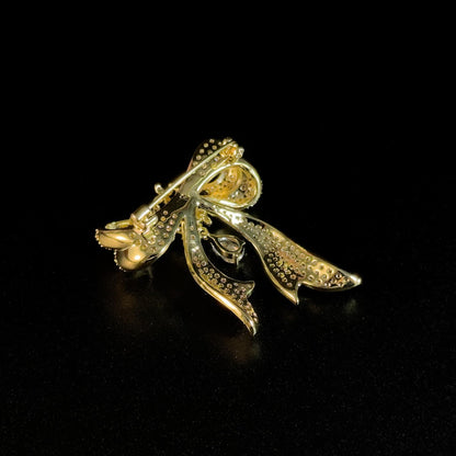 Gold Bow Pendant Brooch