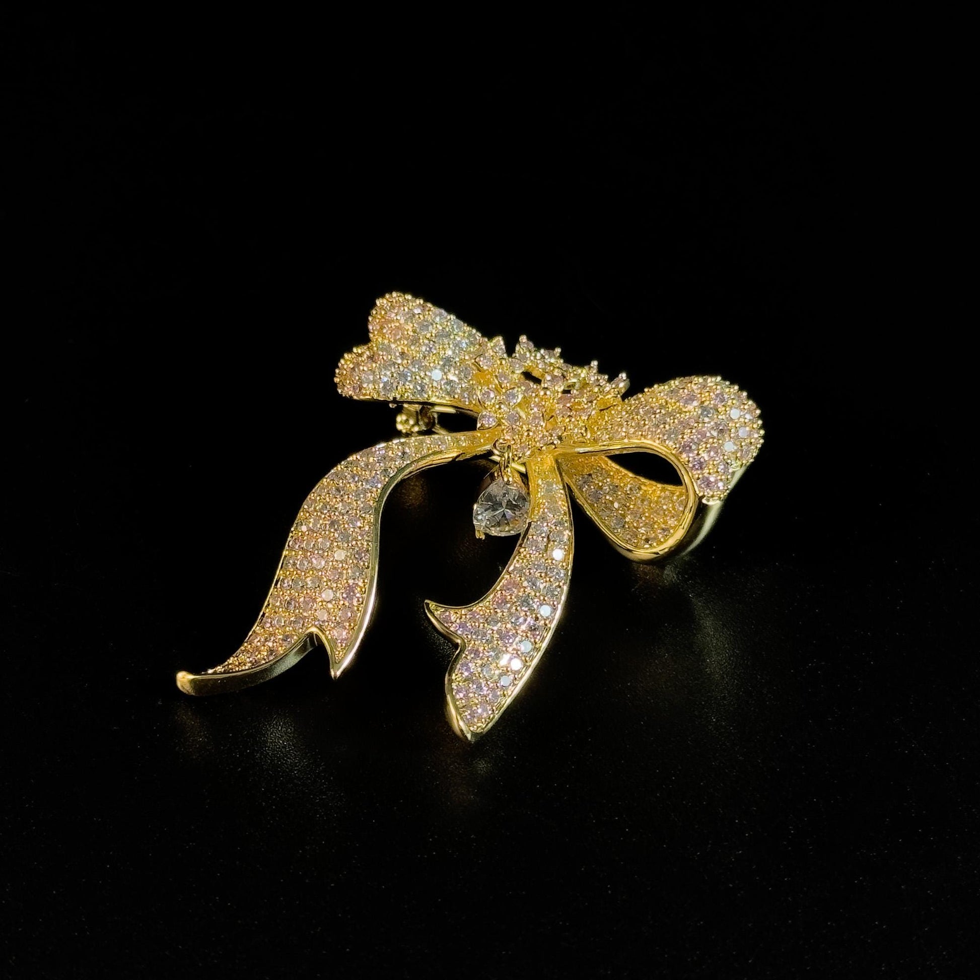 Gold Bow Pendant Brooch