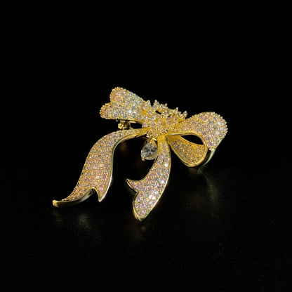 Gold Bow Pendant Brooch
