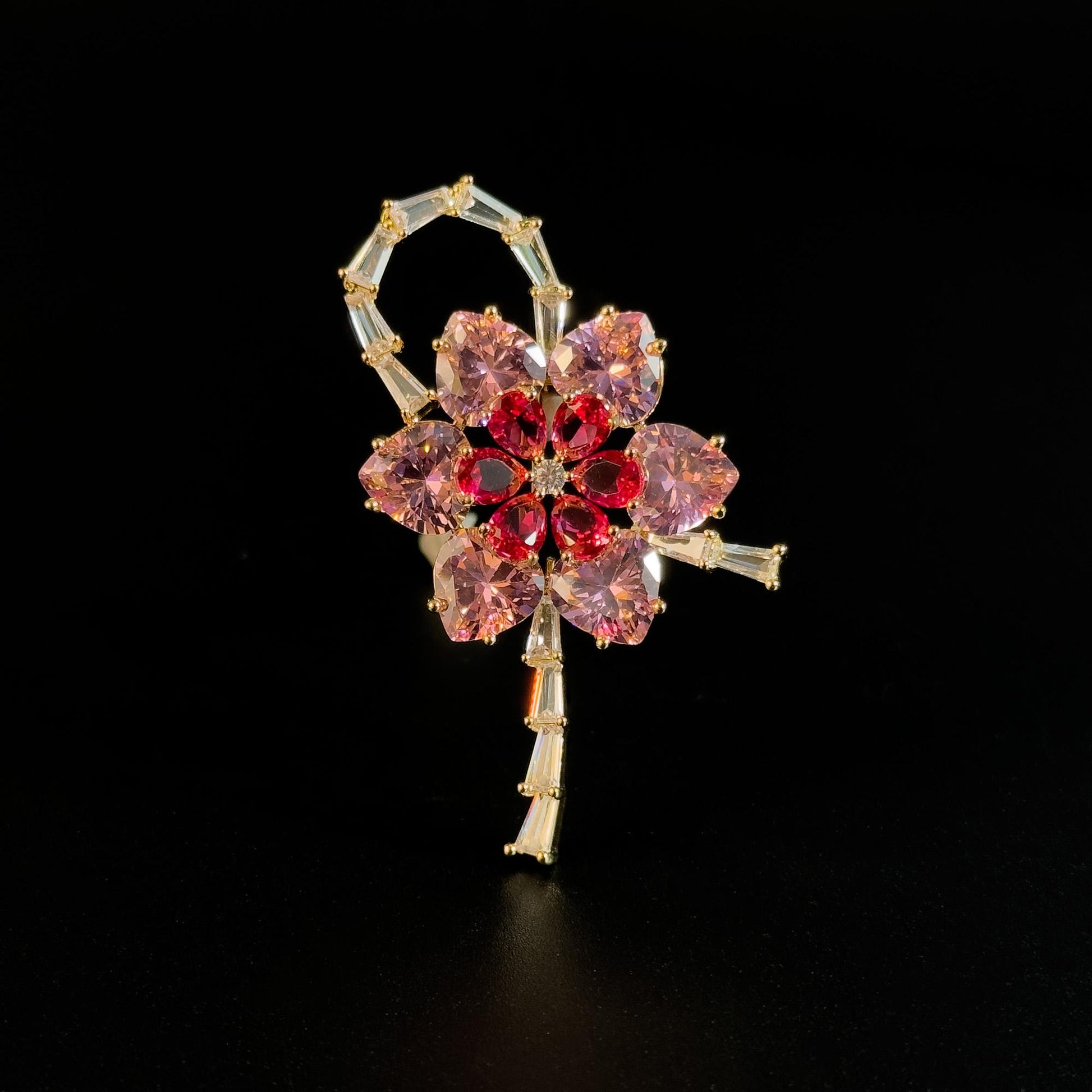 Green Floral Bow Brooch