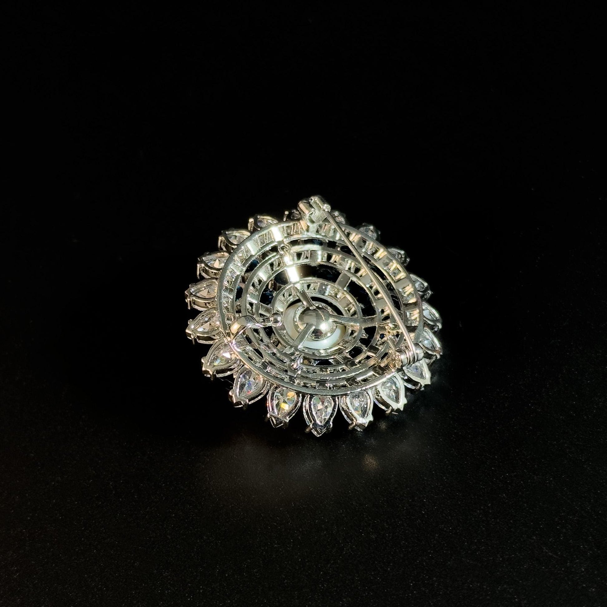 Blue Crystal and Pearl Brooch