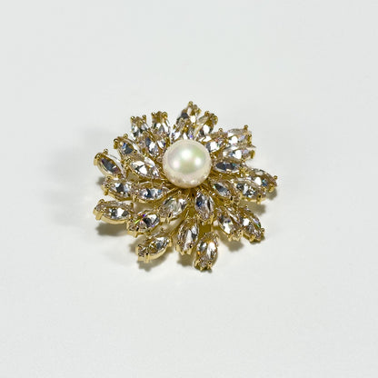 Crystal Flower Brooch