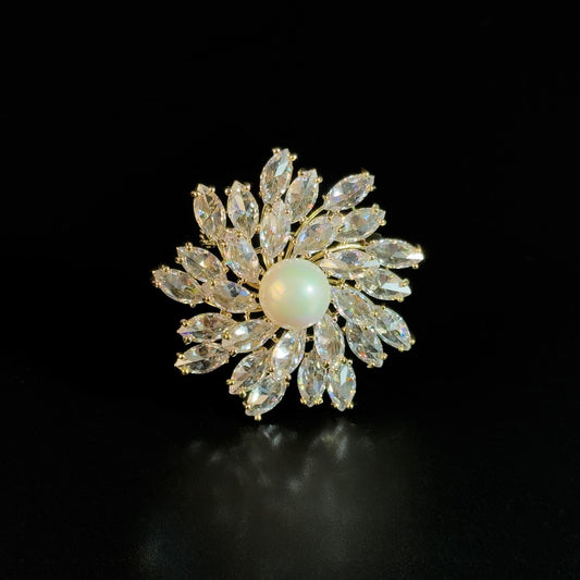 Crystal Flower Brooch