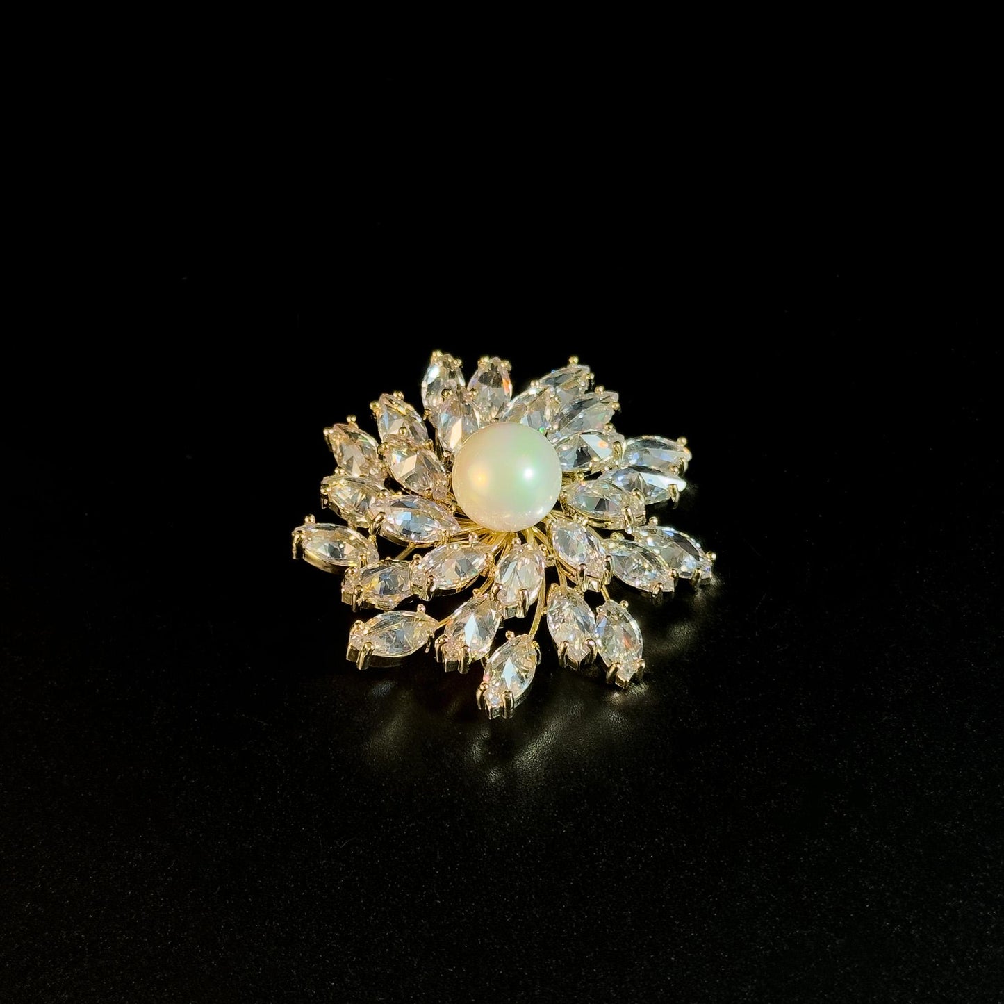 Crystal Flower Brooch