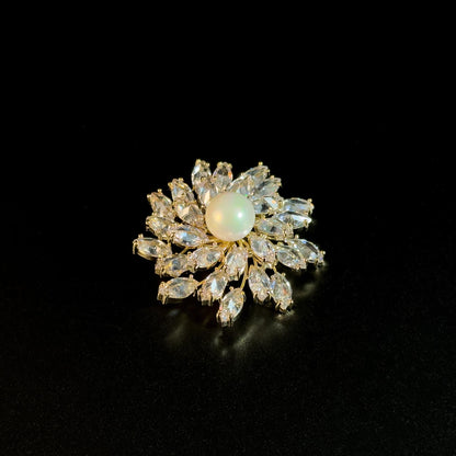 Crystal Flower Brooch
