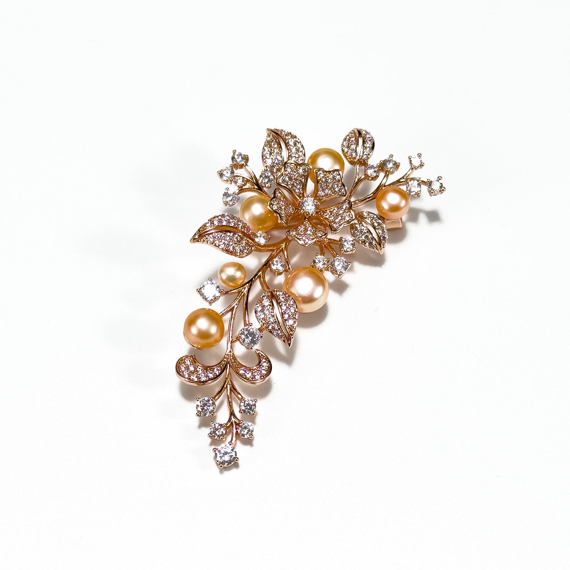 Pearl Leaf-Shaped Brooch