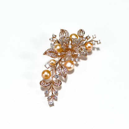 Pearl Leaf-Shaped Brooch
