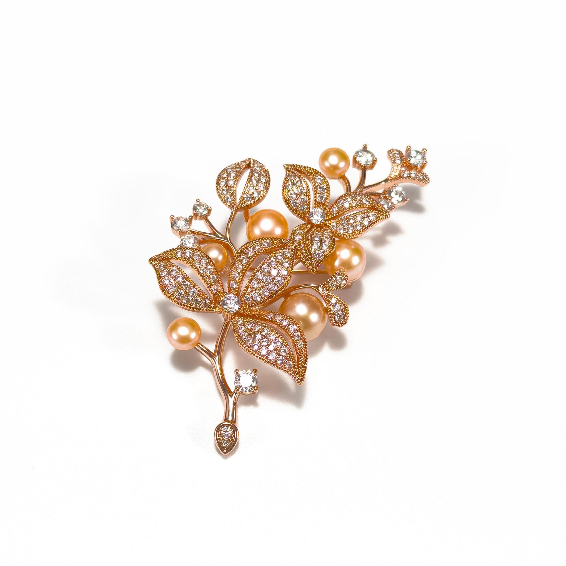 Pearl Leaf-Shaped Brooch