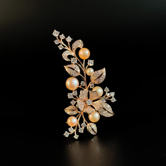 Pearl Leaf-Shaped Brooch