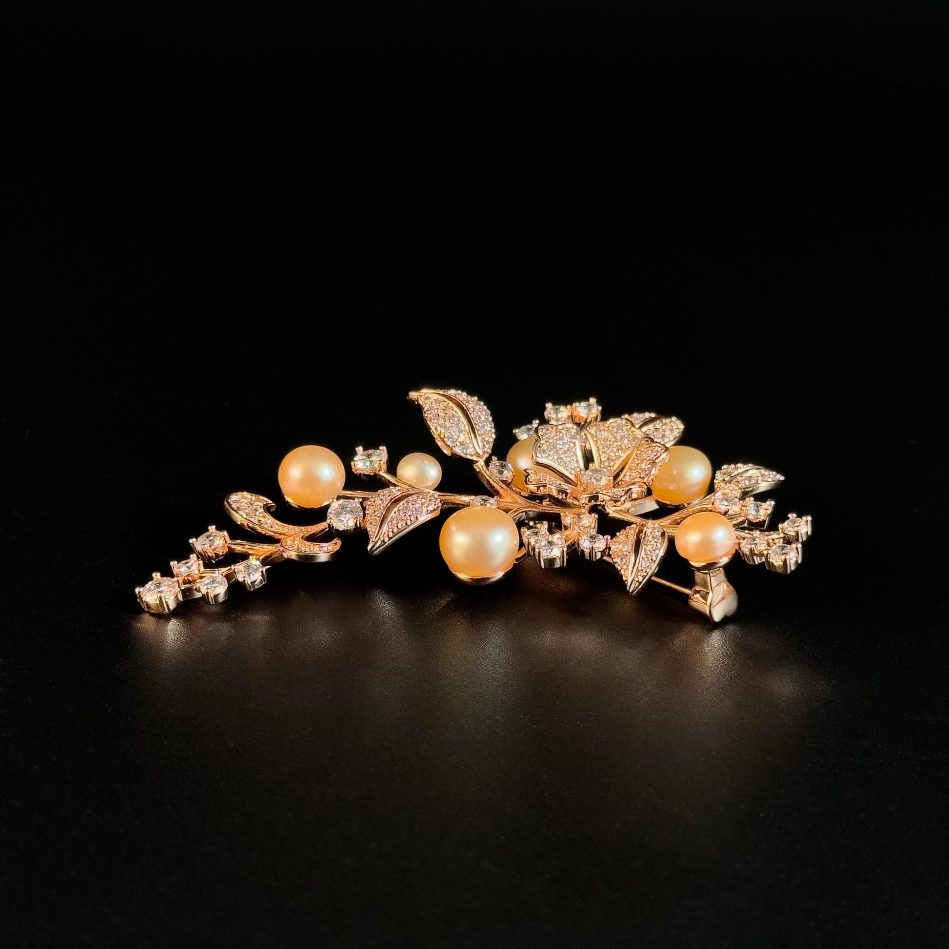 Pearl Leaf-Shaped Brooch