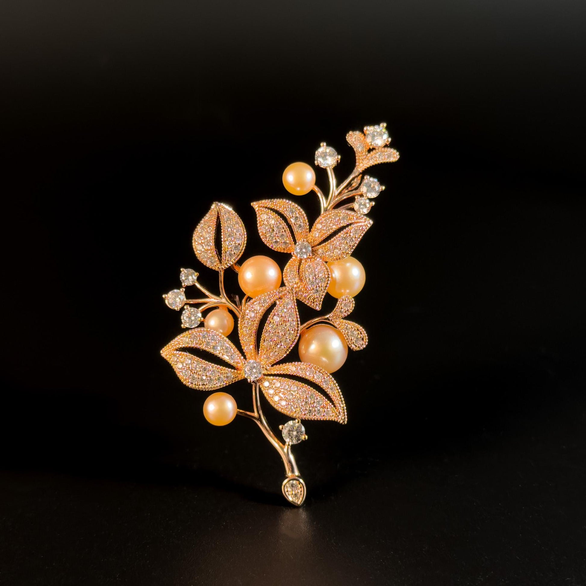 Pearl Leaf-Shaped Brooch