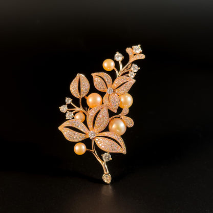 Pearl Leaf-Shaped Brooch
