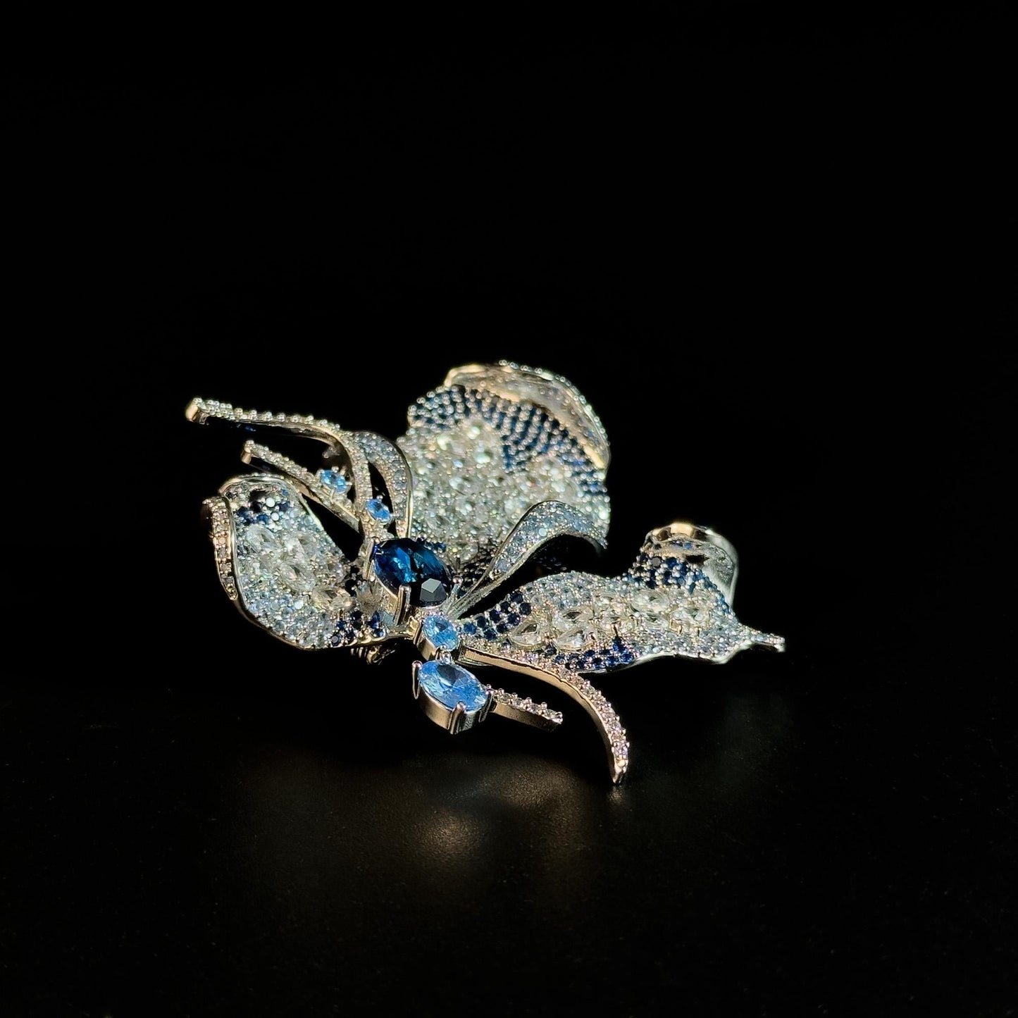 Blue Zircon Butterfly Brooch