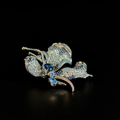 Blue Zircon Butterfly Brooch