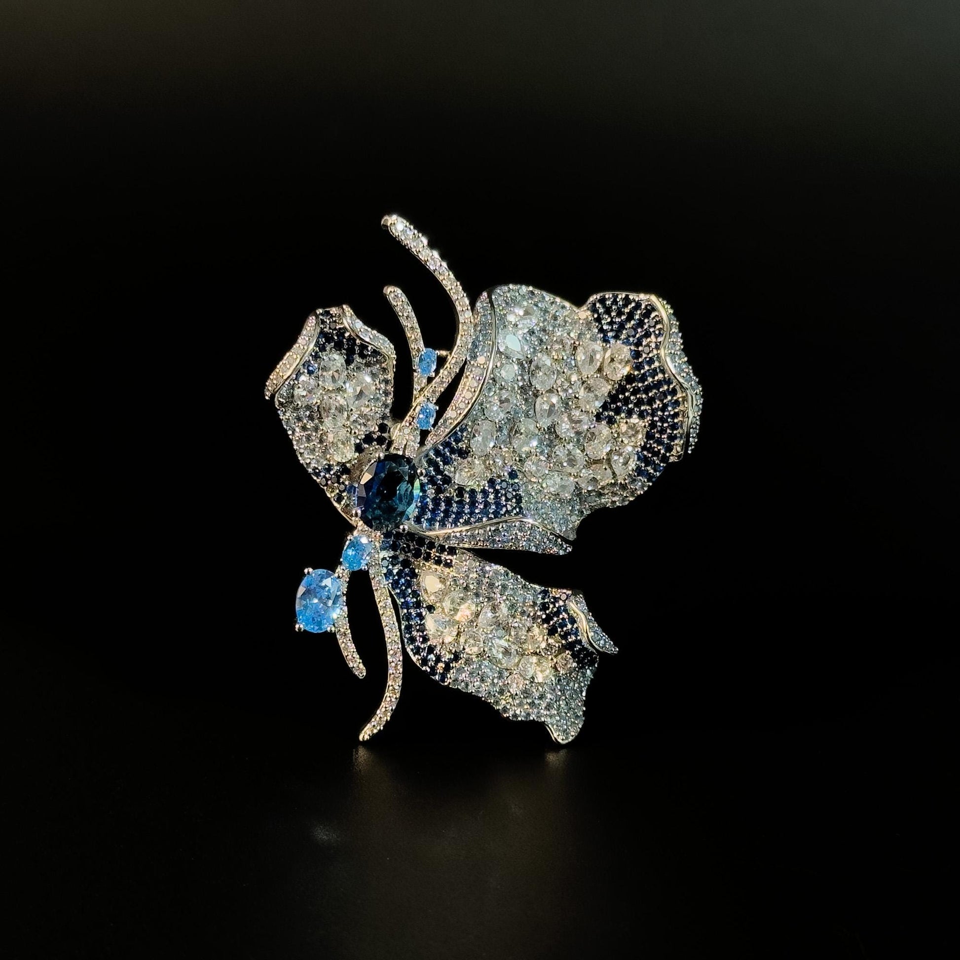 Blue Zircon Butterfly Brooch