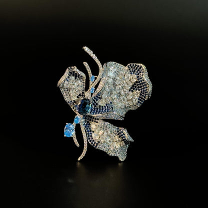 Blue Zircon Butterfly Brooch