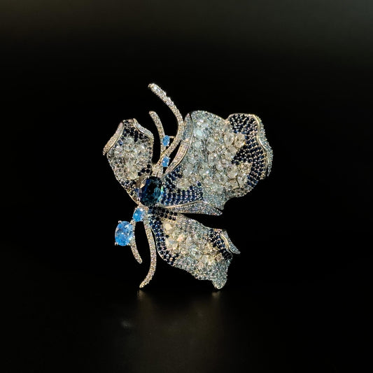 Blue Zircon Butterfly Brooch
