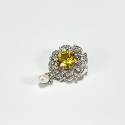 Yellow Zircon Snowflake Pendant