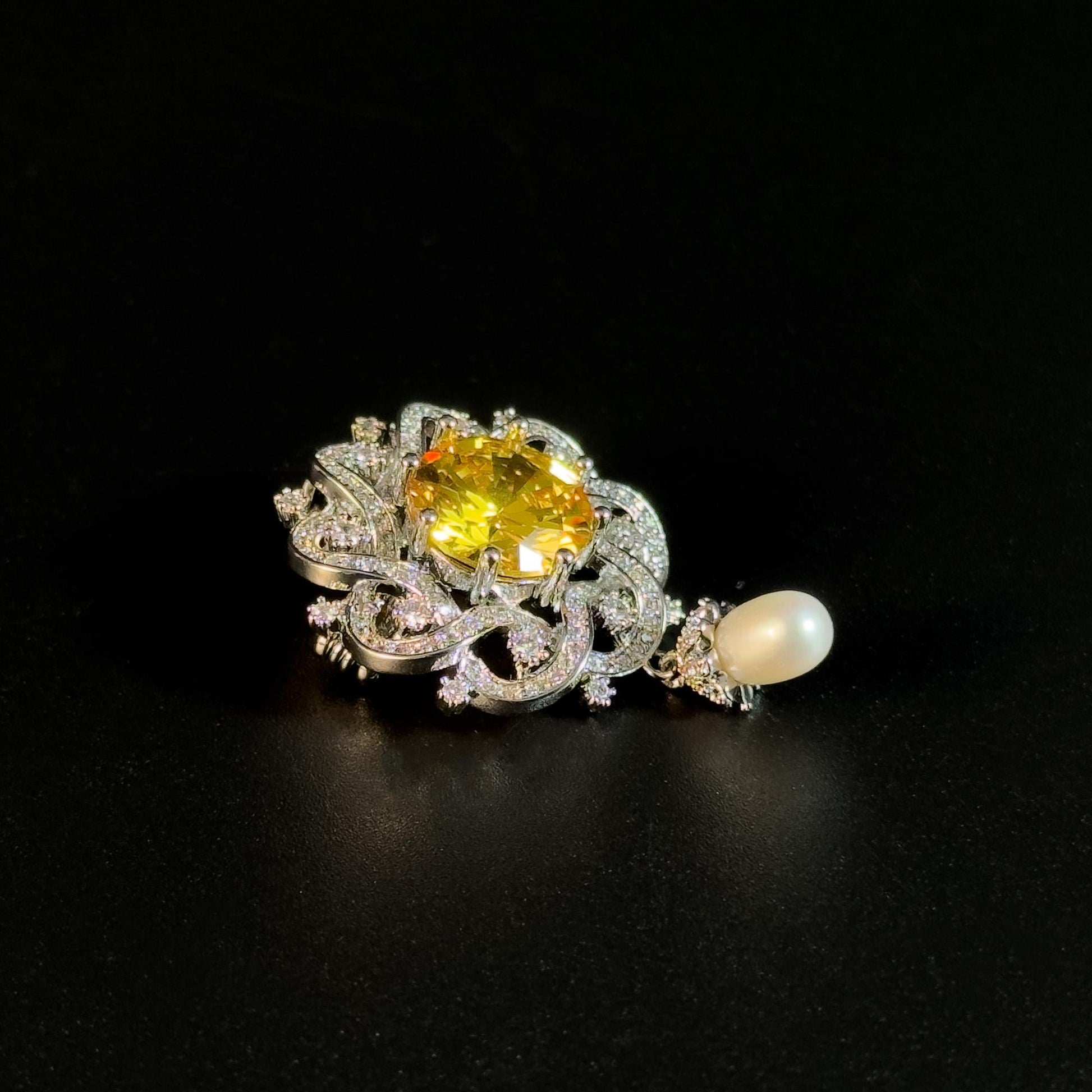 Yellow Zircon Snowflake Pendant